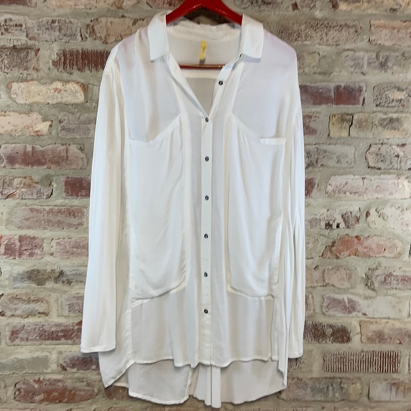 Free people long sleeve large pockets blouse lg - Picture 1 of 9